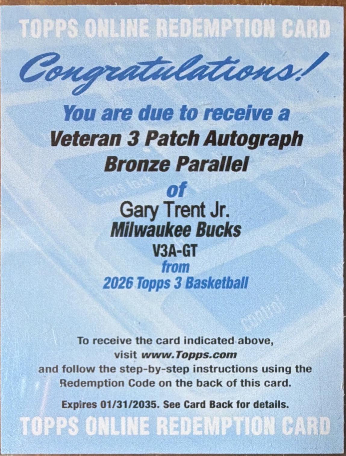 Gary Trent Jr. [Bronze] #V3A-GT