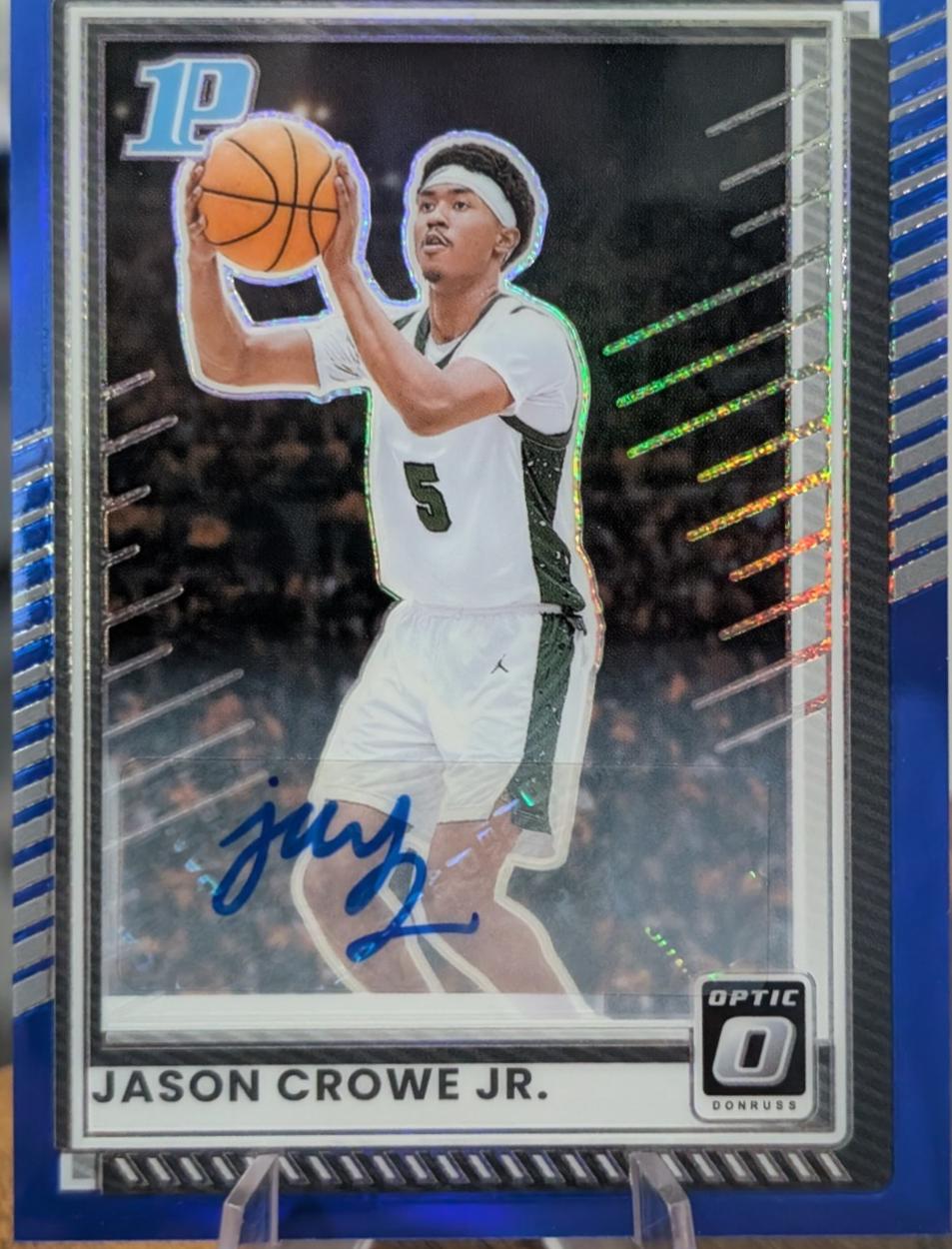Jason Crowe Jr. [Blue Holo Optic Autograph] #22
