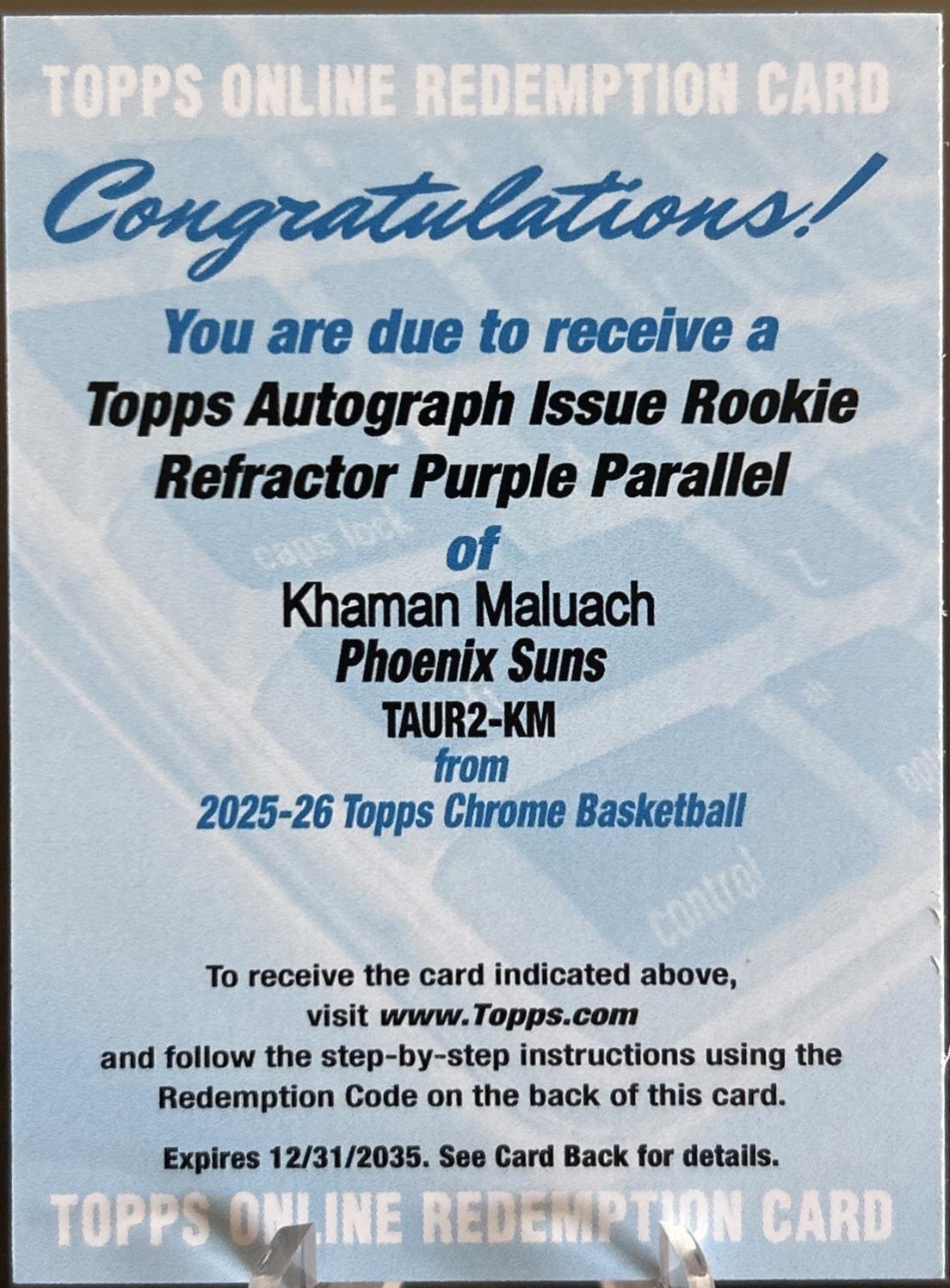 Khaman Maluach [Refractor Purple] #TAUR2-KM