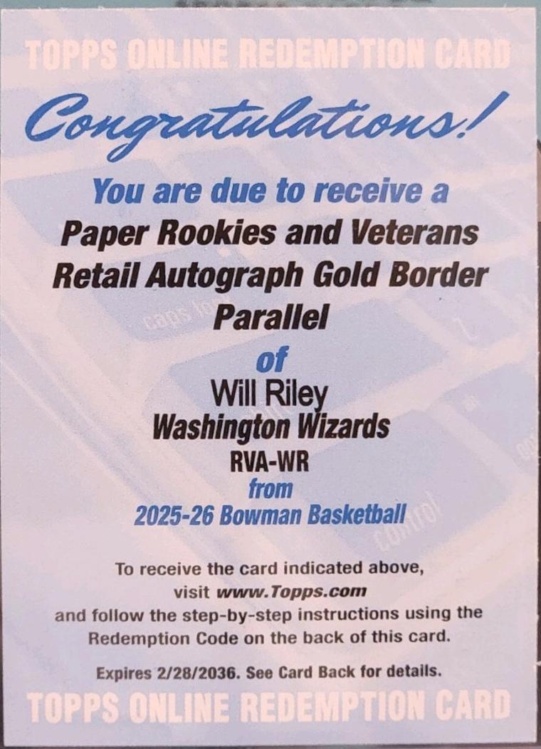 Will Riley [Gold Border] #RVA-WR