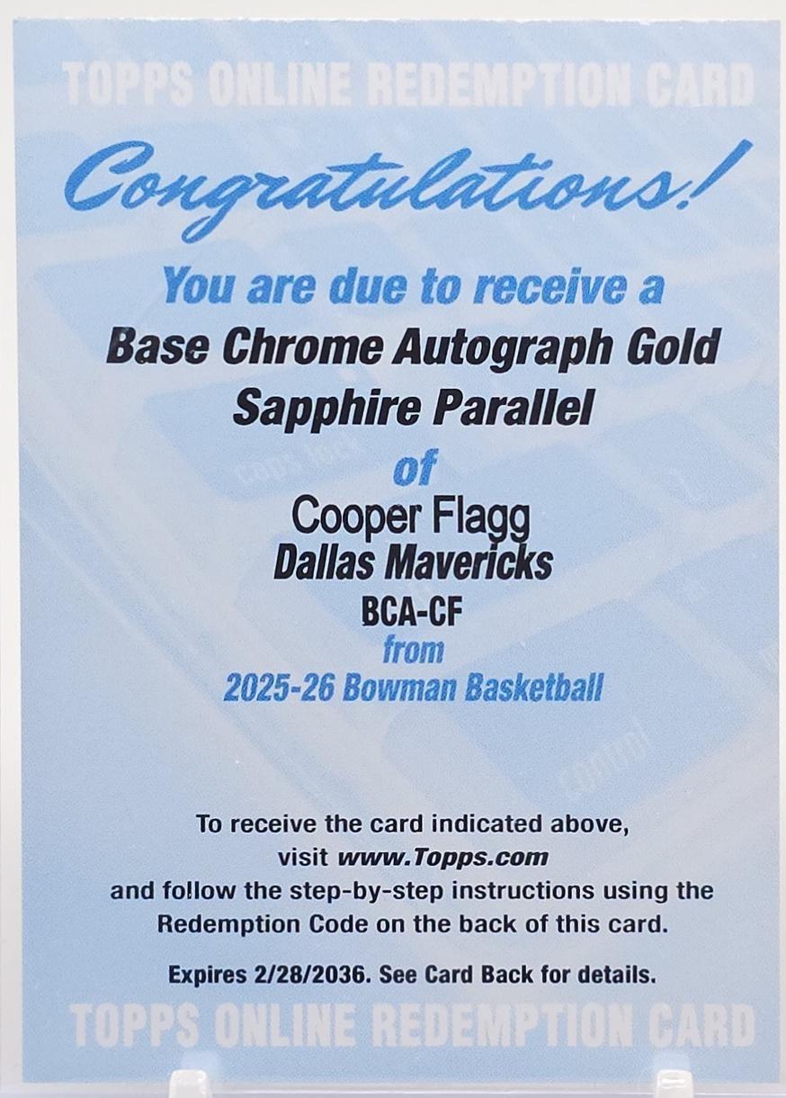 Cooper Flagg [Gold] #BCA-CF