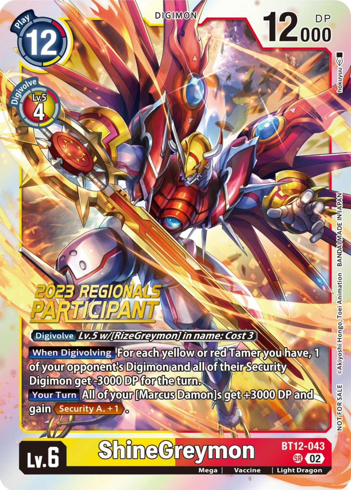 ShineGreymon [Regionals Participant Foil] #BT12-043