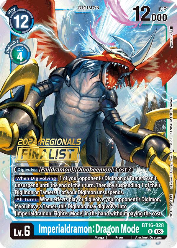 Imperialdramon: Dragon Mode [Regionals Finalist Foil] #BT16-028