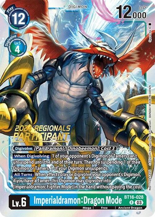 Imperialdramon: Dragon Mode [Regionals Participant Foil] #BT16-028