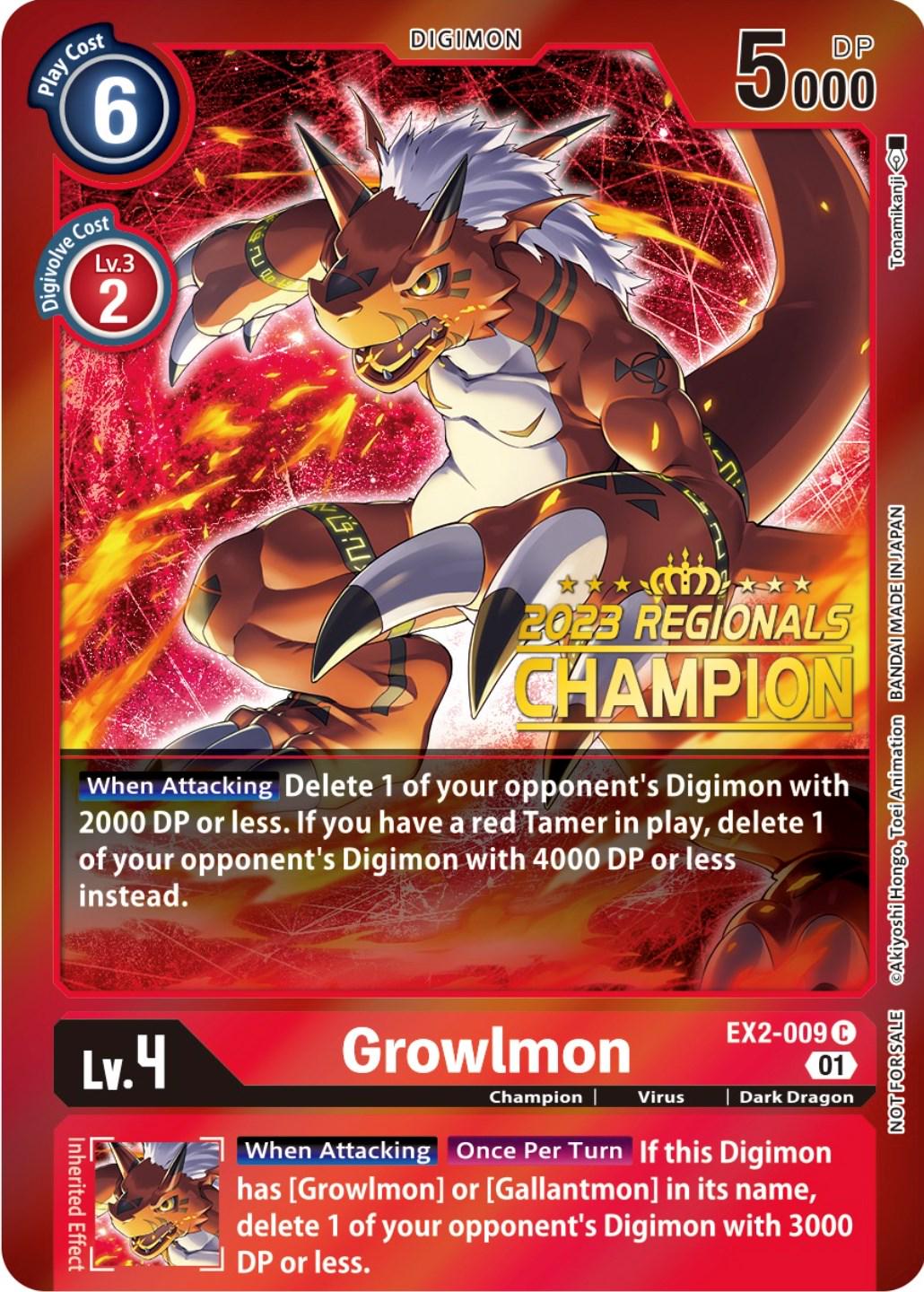 Growlmon [Regionals Champion Foil] #EX2-009