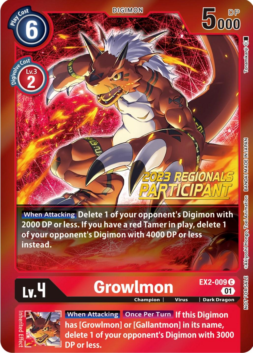 Growlmon [Regionals Participant Foil] #EX2-009