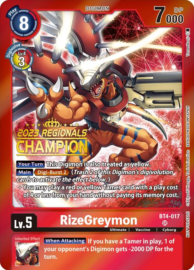 RizeGreymon [Regionals Champion Foil] #BT4-017