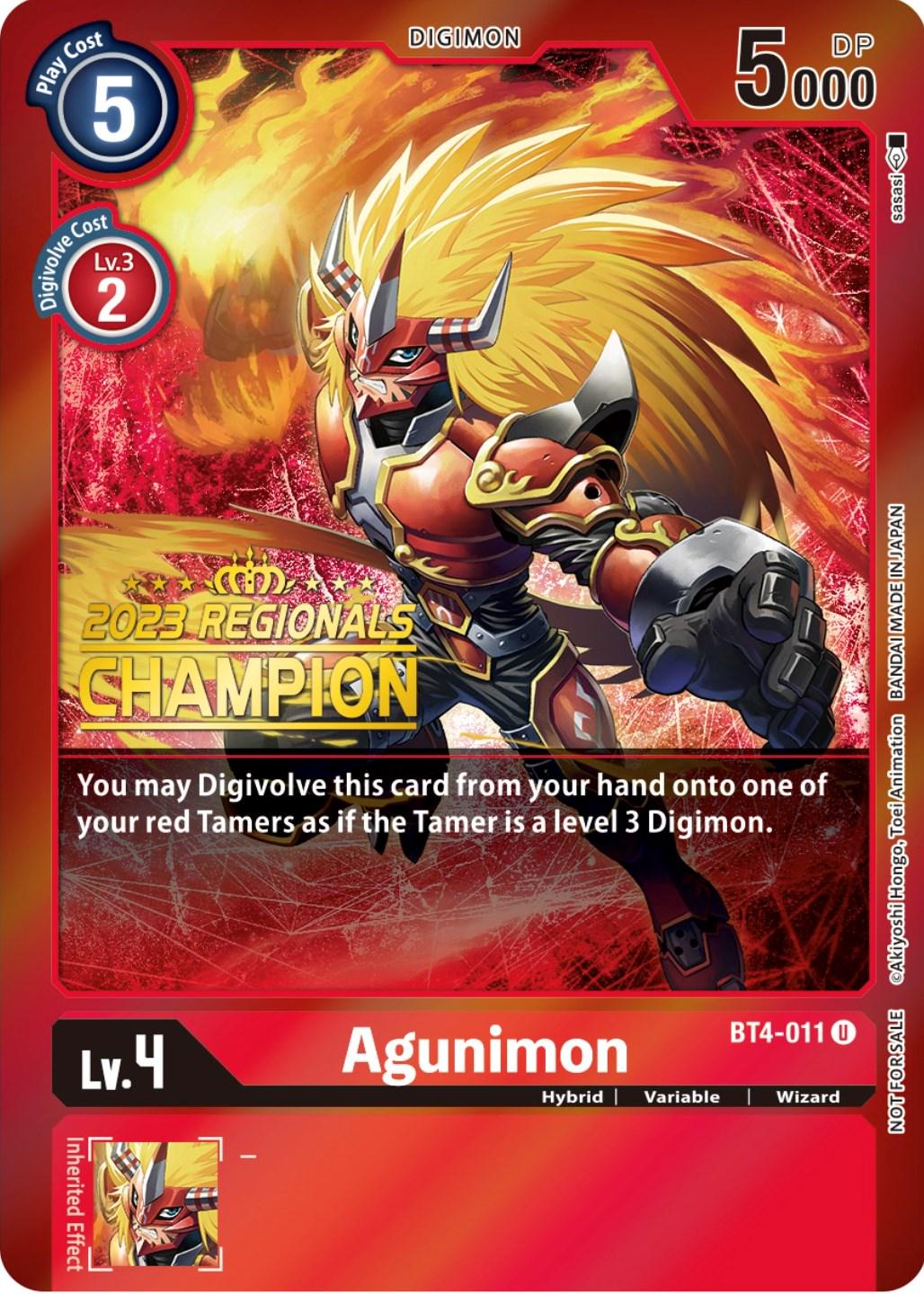 Agunimon [Regionals Champion Foil] #BT4-011