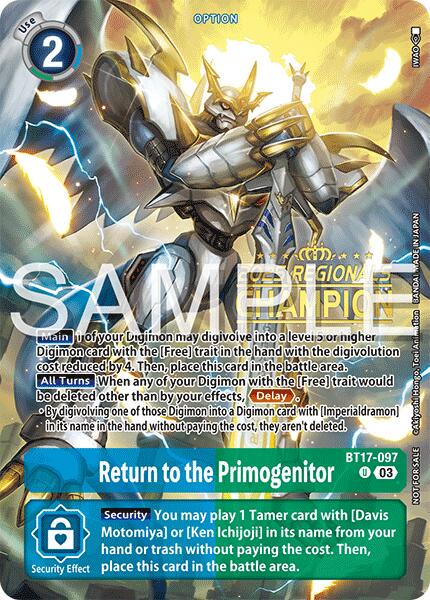 Return to the Primogenitor [Regionals Champion Foil] #BT17-097