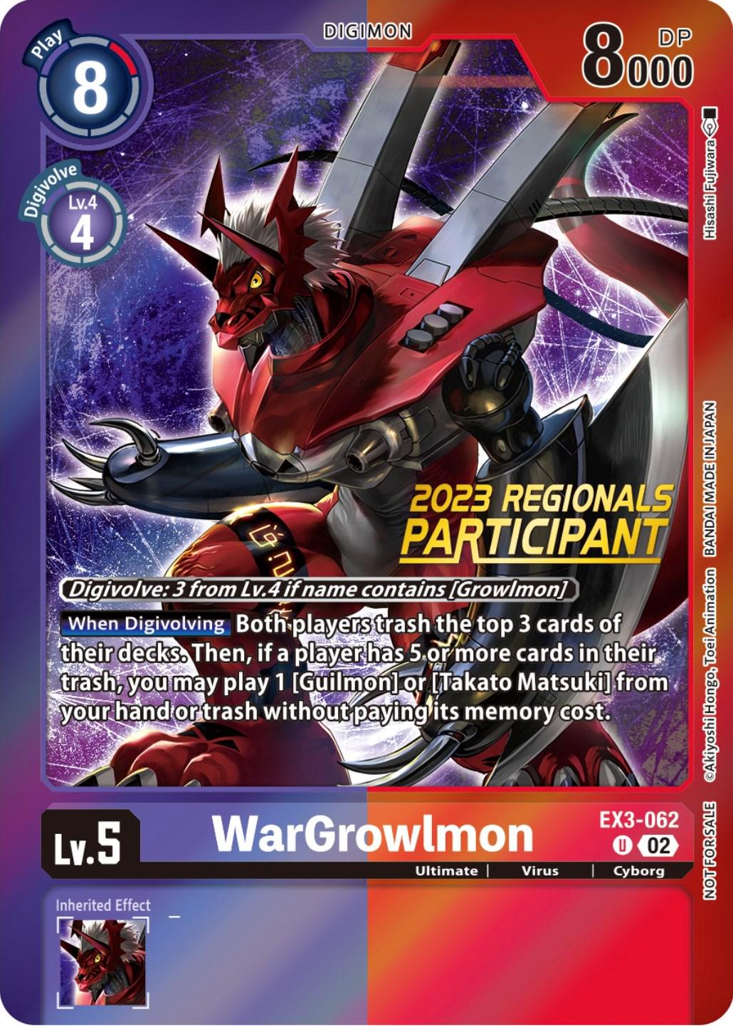 WarGrowlmon [Regionals Participant Foil] #EX3-062