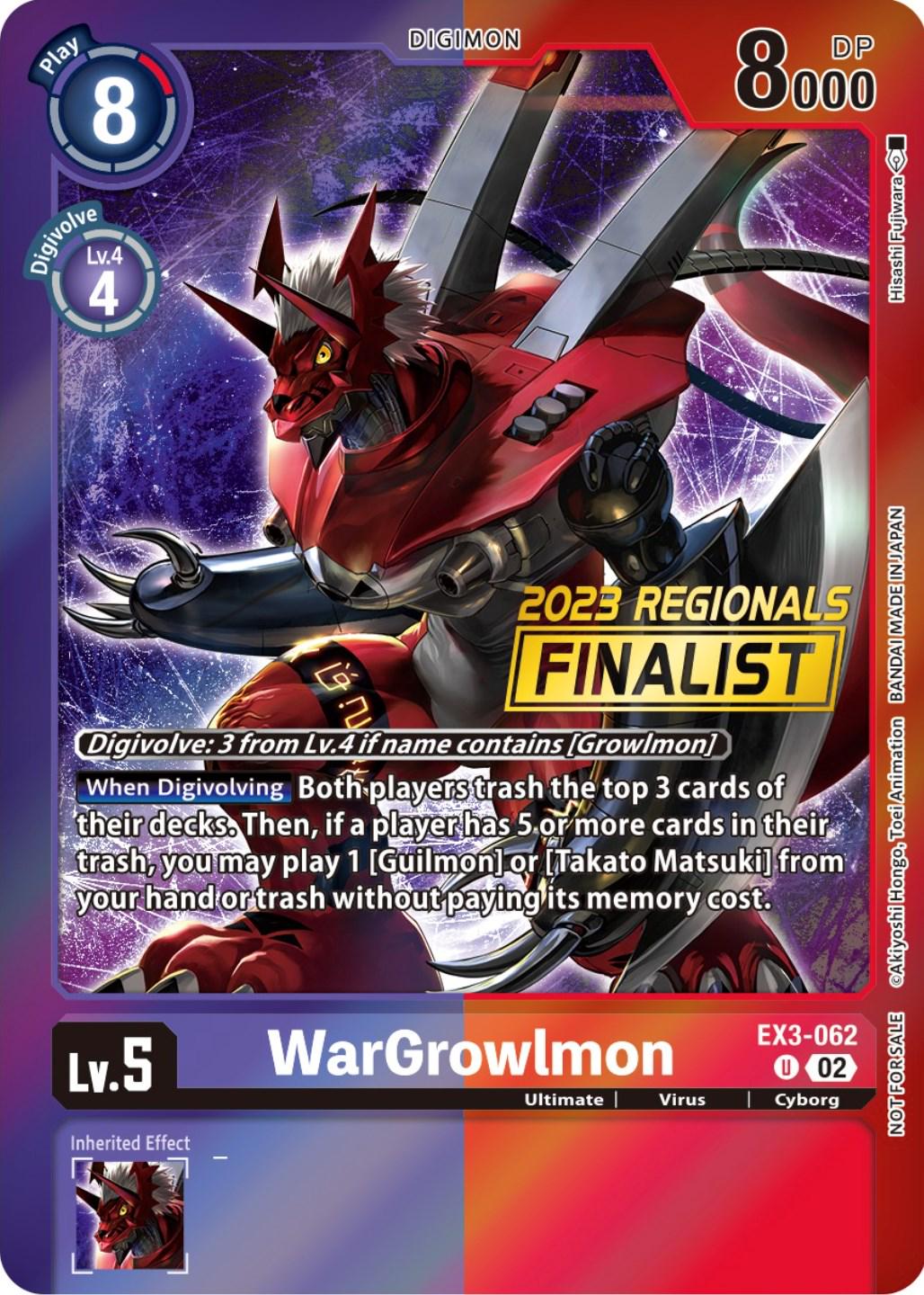 WarGrowlmon [Regionals Finalist Foil] #EX3-062