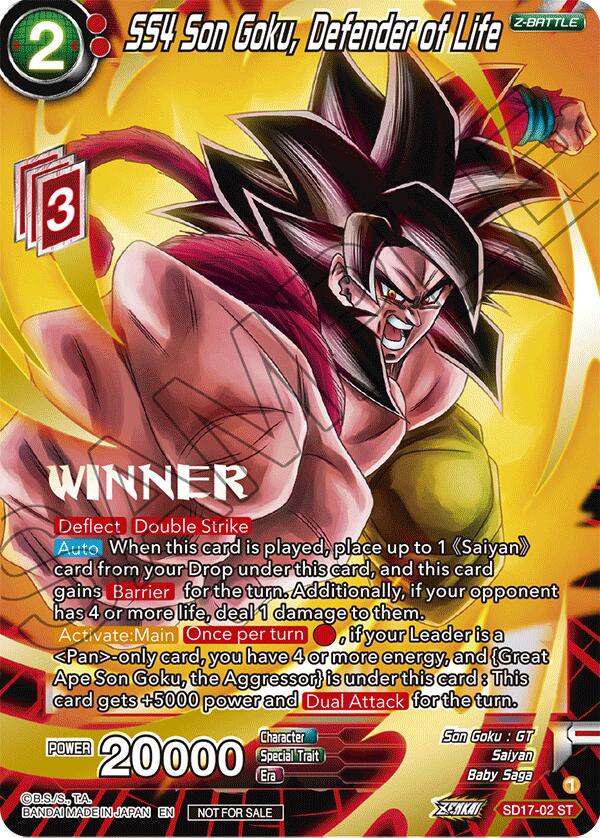 SS4 Son Goku, Defender of Life [ZENKAI Celebration Winner] SD17-02