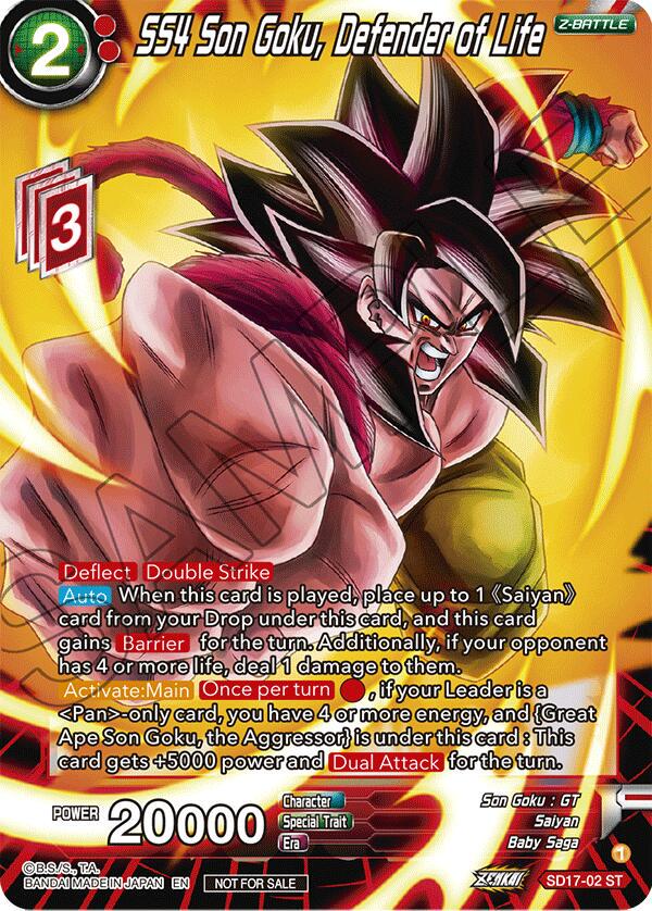 SS4 Son Goku, Defender of Life [ZENKAI Celebration Pack] SD17-02