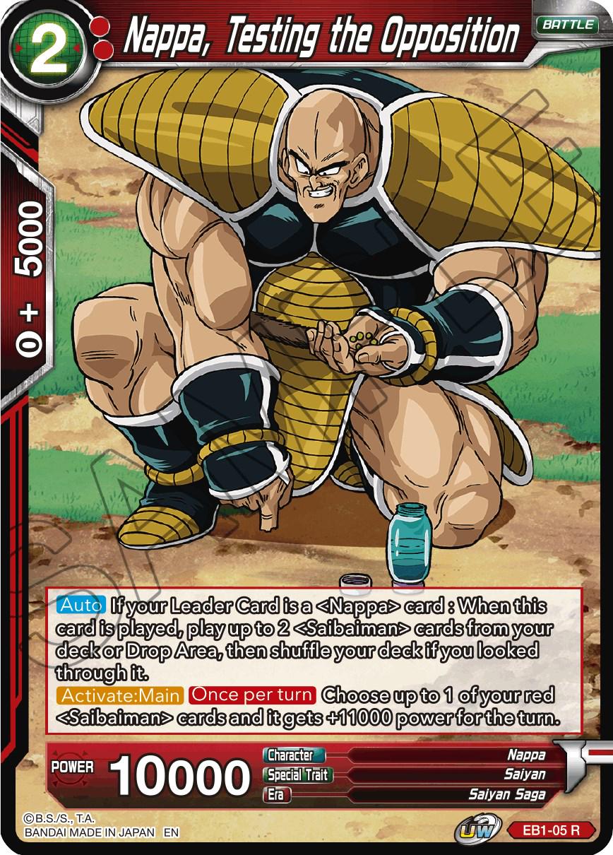 Nappa, Testing the Opposition EB1-05