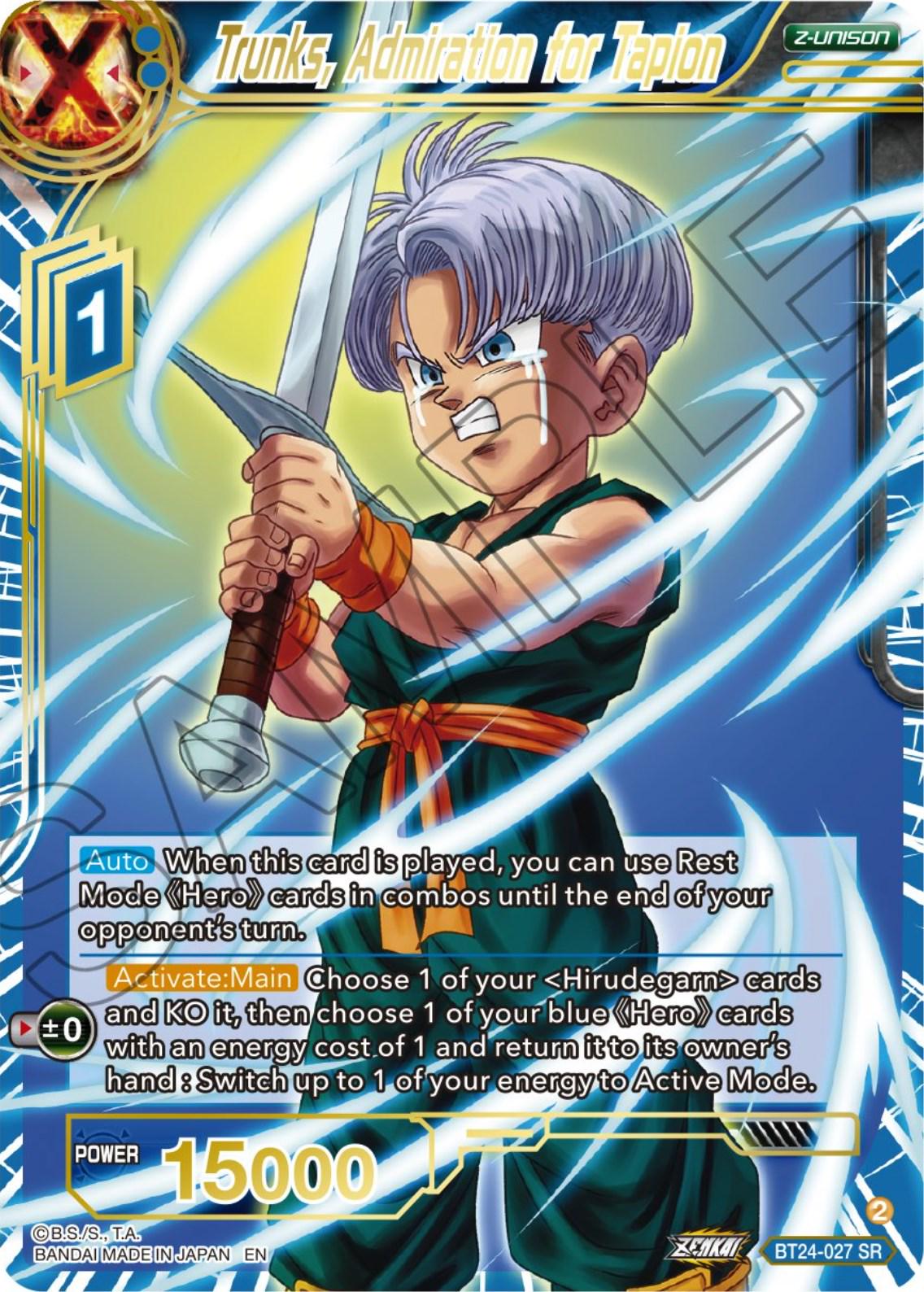 Trunks, Admiration for Tapion BT24-027