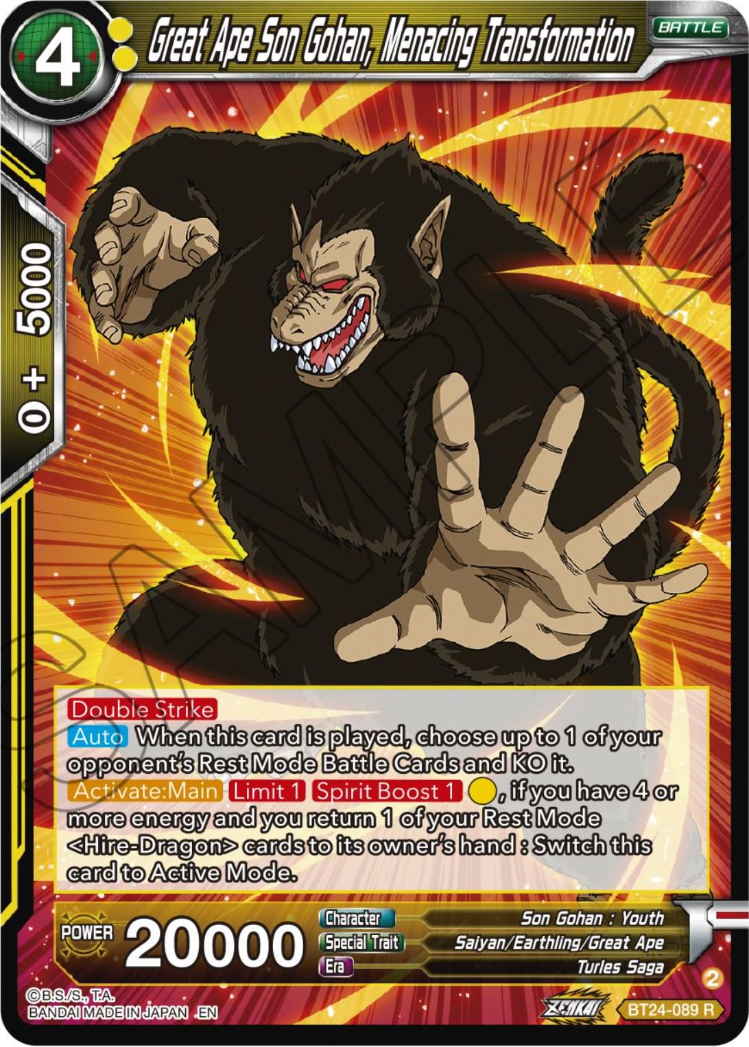 Great Ape Son Gohan, Menacing Transformation BT24-089