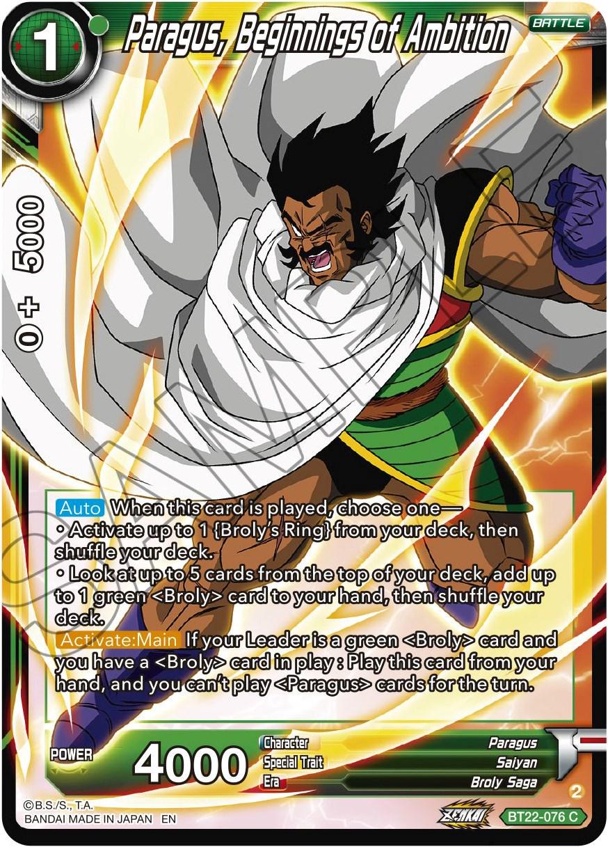 Paragus, Beginnings of Ambition BT22-076