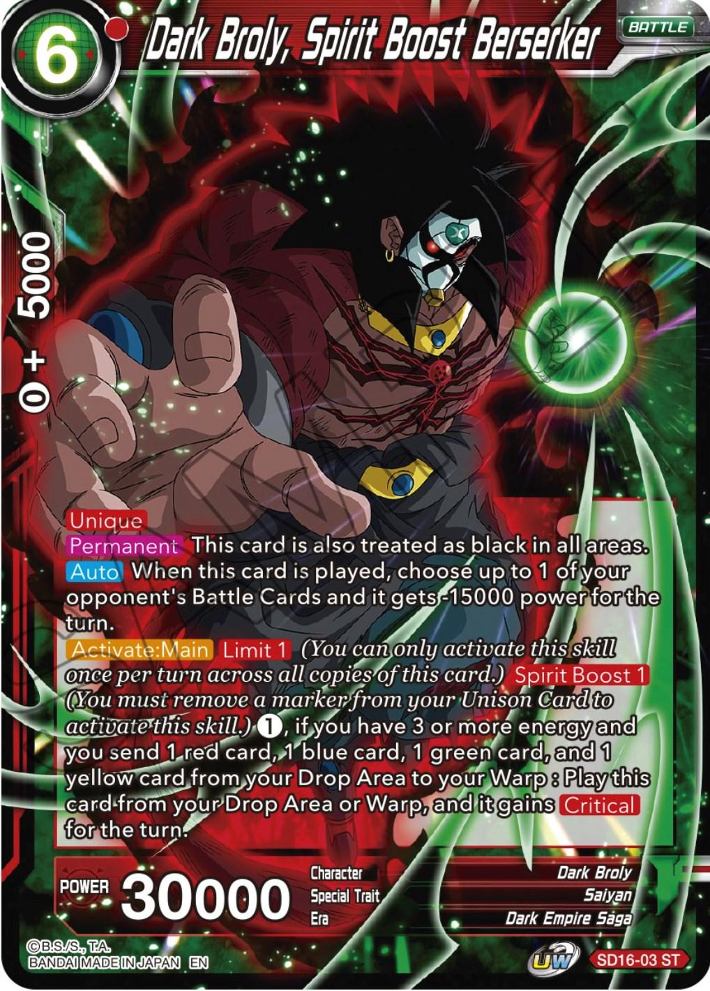 Dark Broly, Spirit Boost Berserker SD16-03