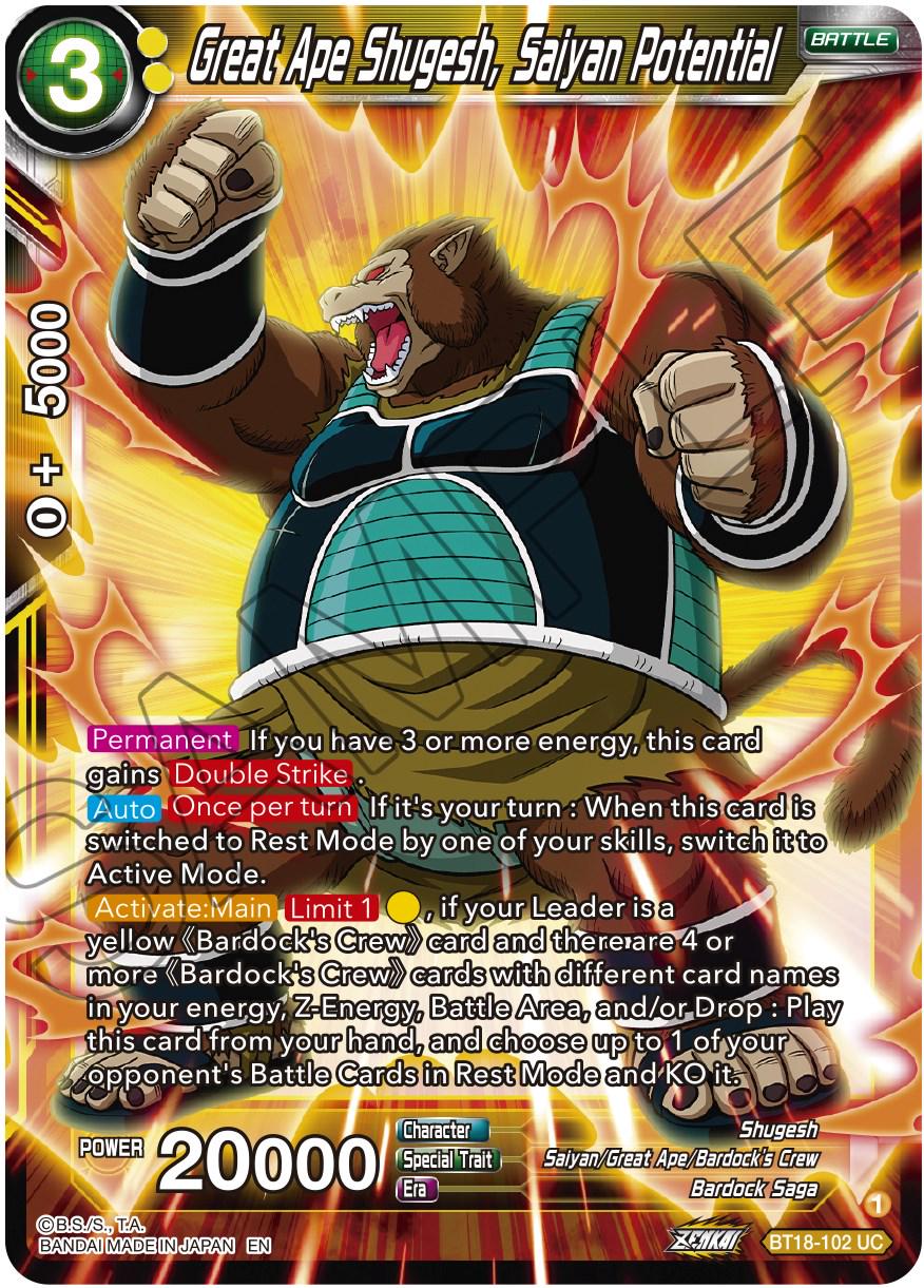 Great Ape Shugesh, Saiyan Potential BT18-102