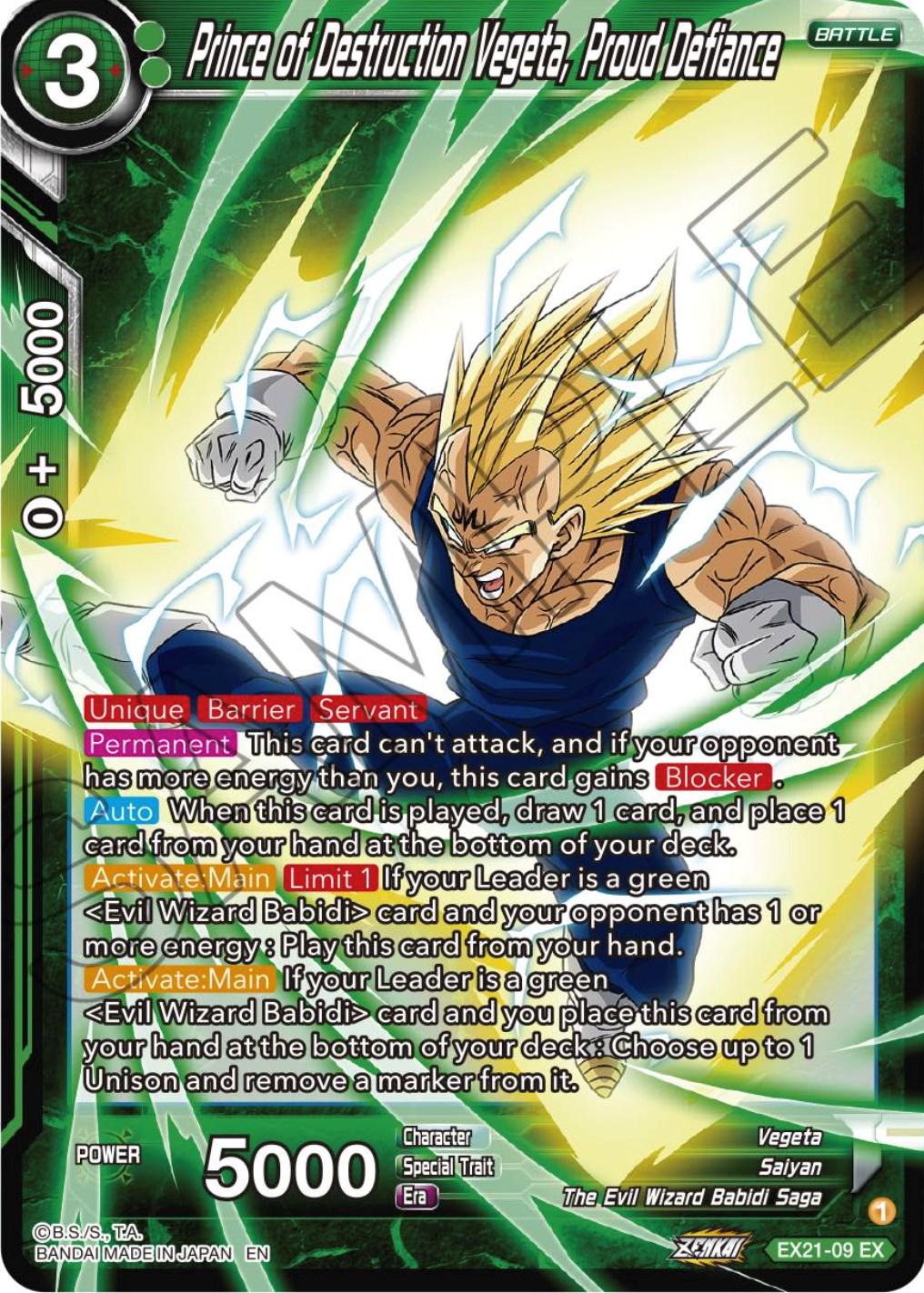 Prince of Destruction Vegeta, Proud Defiance EX21-09