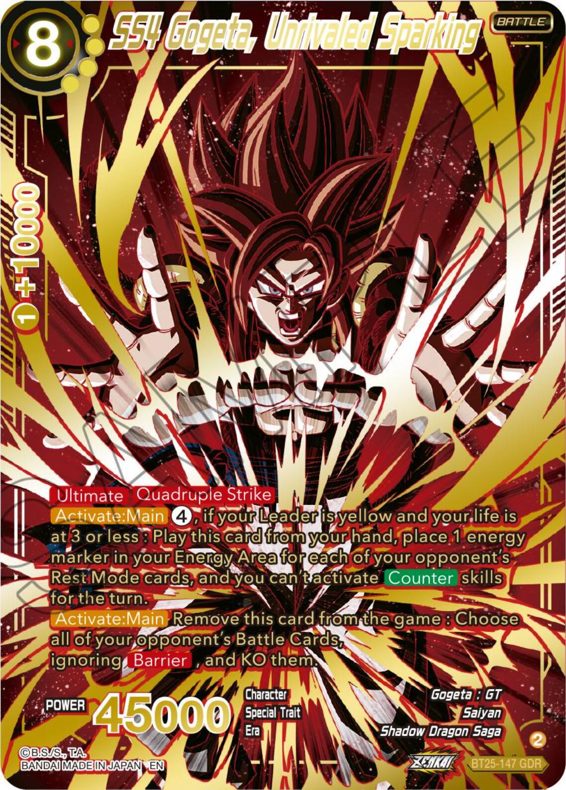 SS4 Gogeta, Unrivaled Sparking [GDR Foil] BT25-147