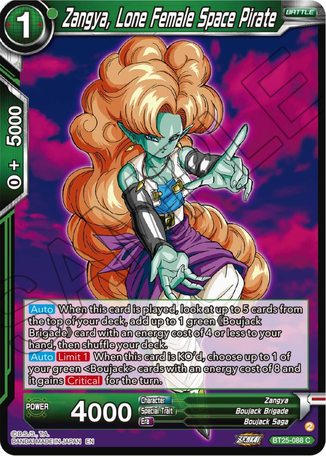 Zangya, Lone Female Space Pirate BT25-088