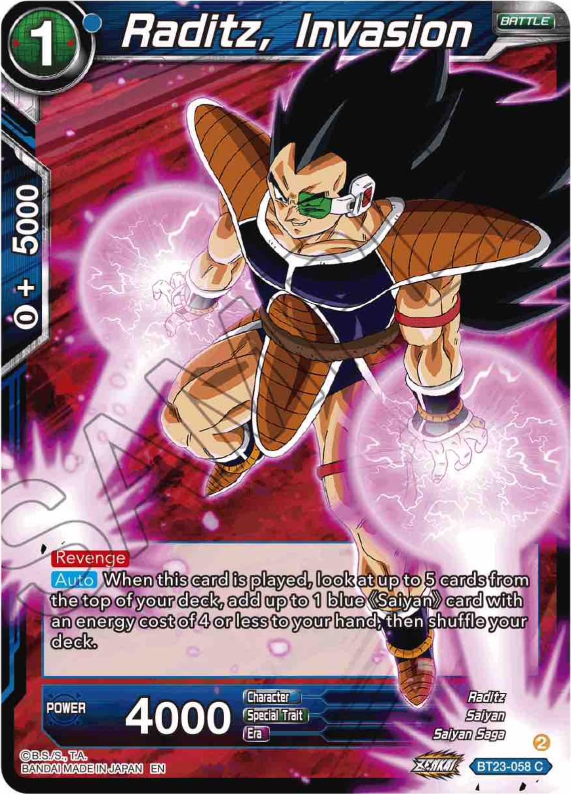 Raditz, Invasion BT23-058
