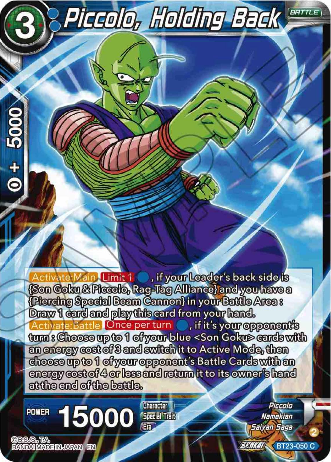 Piccolo, Holding Back BT23-050