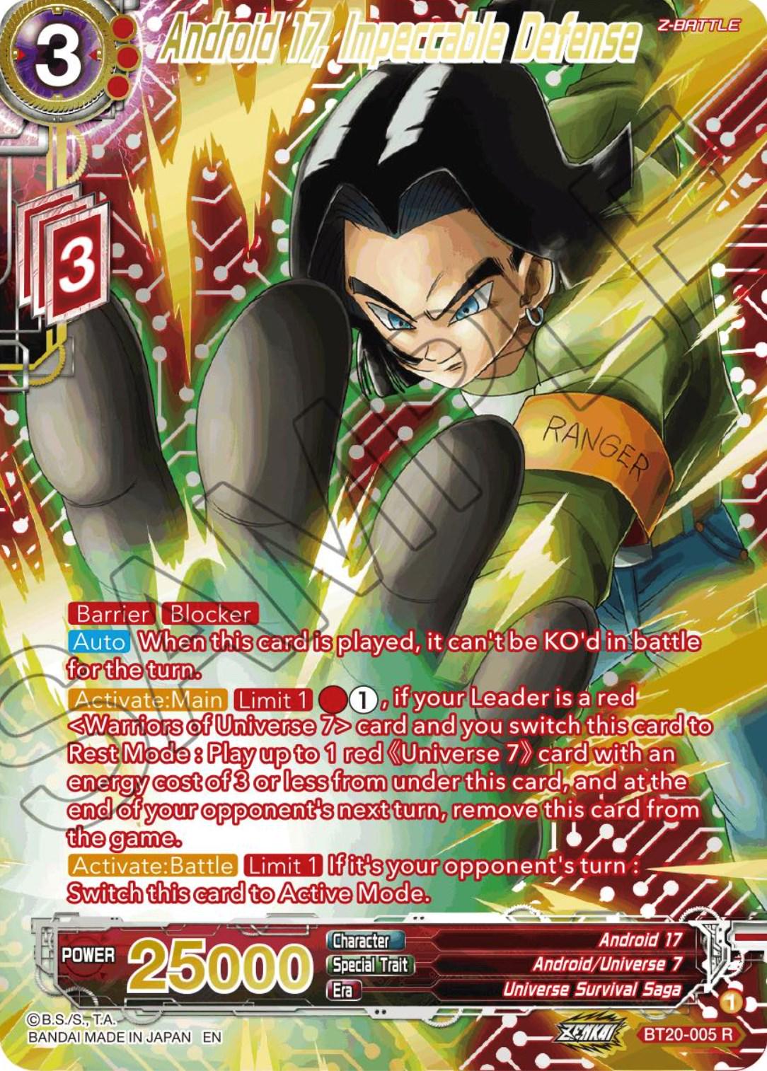Android 17, Impeccable Defense [Gold Stamped Foil] BT20-005