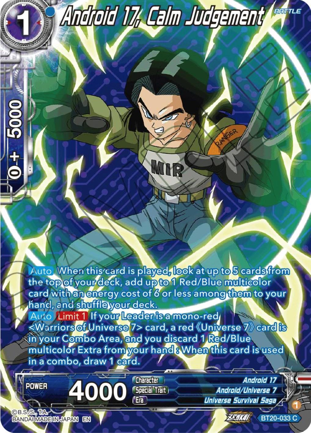 Android 17, Calm Judgement [Silver Foil] BT20-033