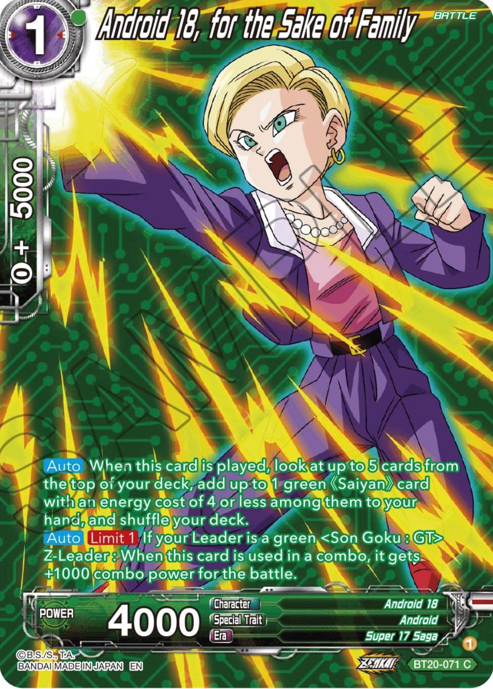 Android 18, for the Sake of Family [Silver Foil] BT20-071