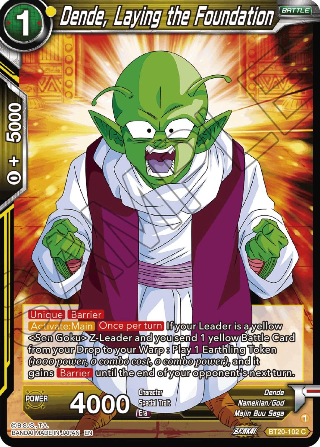 Dende, Laying the Foundation BT20-102