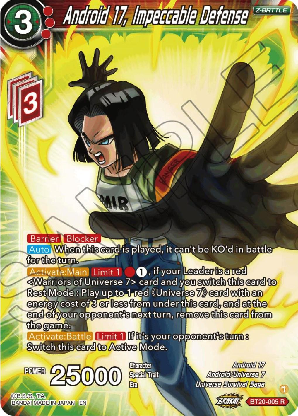 Android 17, Impeccable Defense BT20-005
