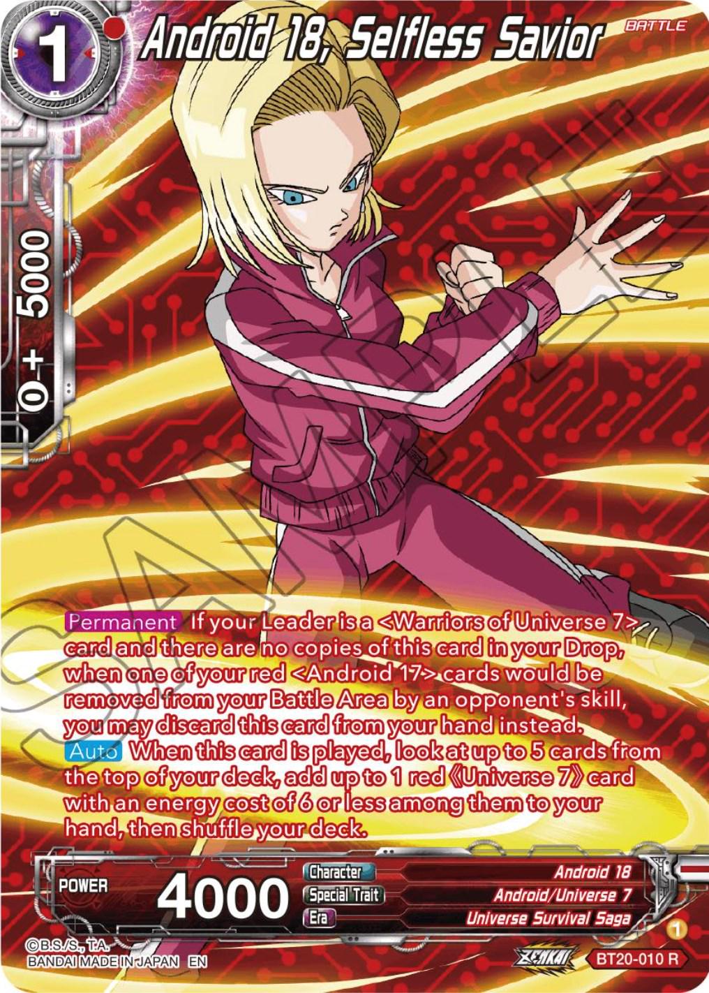 Android 18, Selfless Savior [Silver Foil] BT20-010