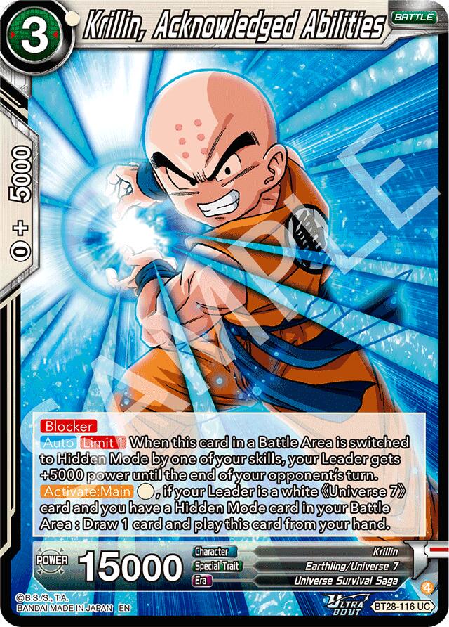 Krillin, Acknowledged Abilities BT28-116