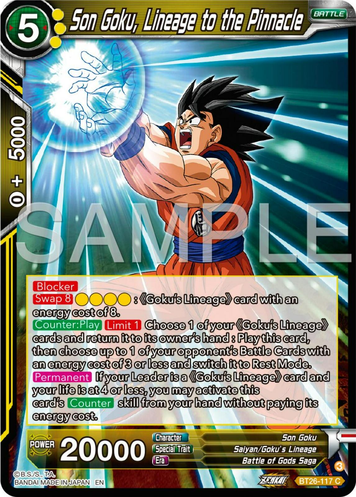 Son Goku, Lineage to the Pinnacle BT26-117