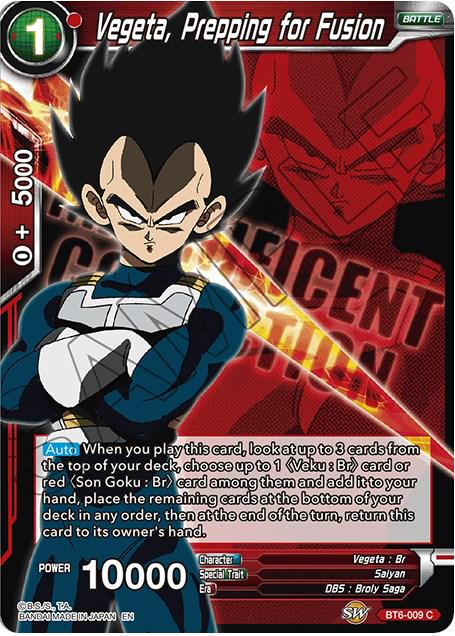 Vegeta, Prepping for Fusion BT6-009