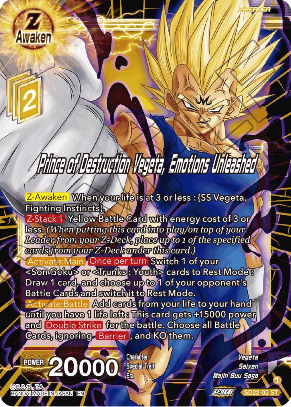 Prince of Destruction Vegeta, Emotions Unleashed SD22-02