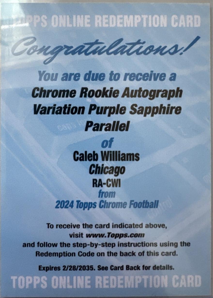 Caleb Williams [Purple Sapphire] #RA-CWI
