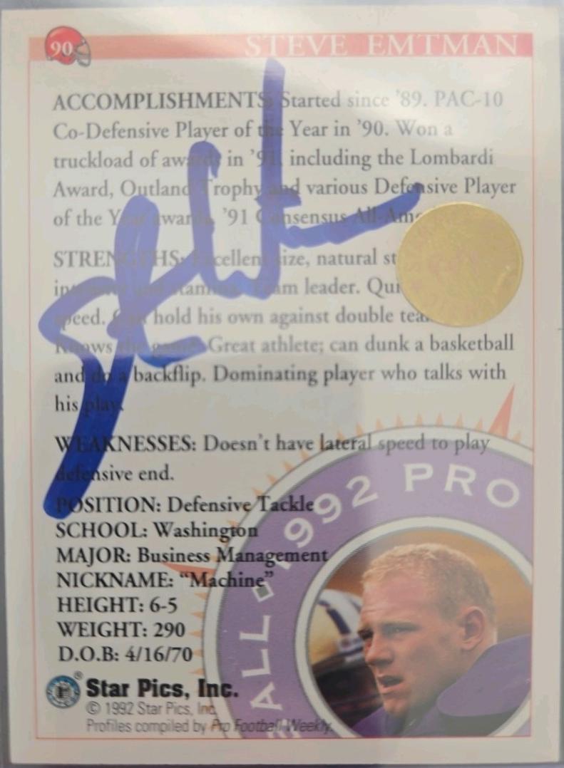 Steve Emtman [Autograph] #90