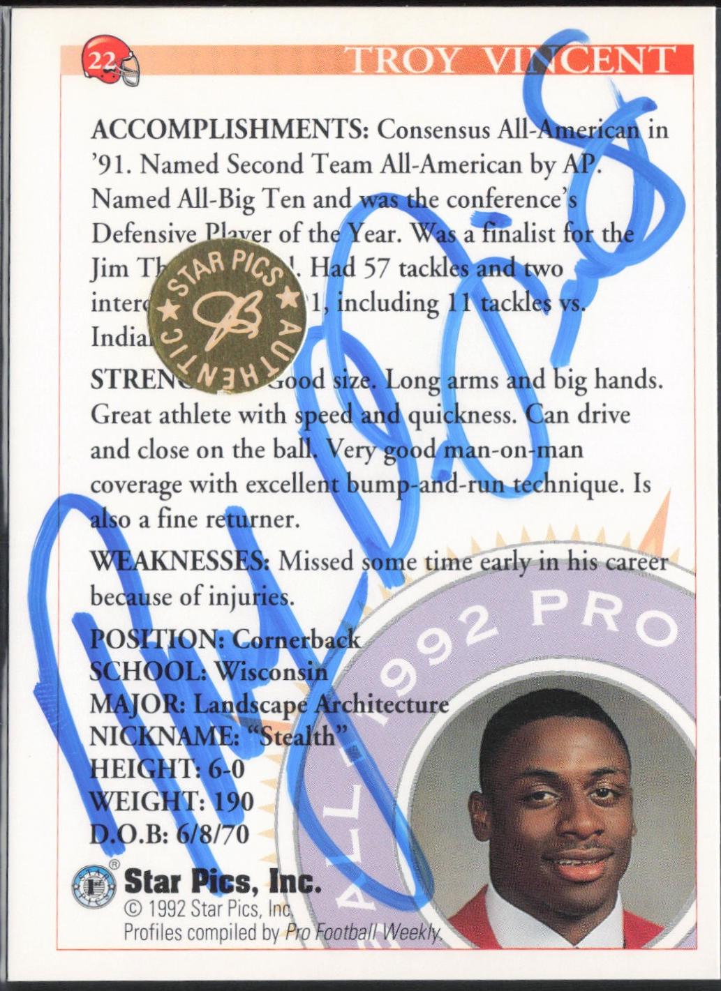Troy Vincent [Autograph] #22
