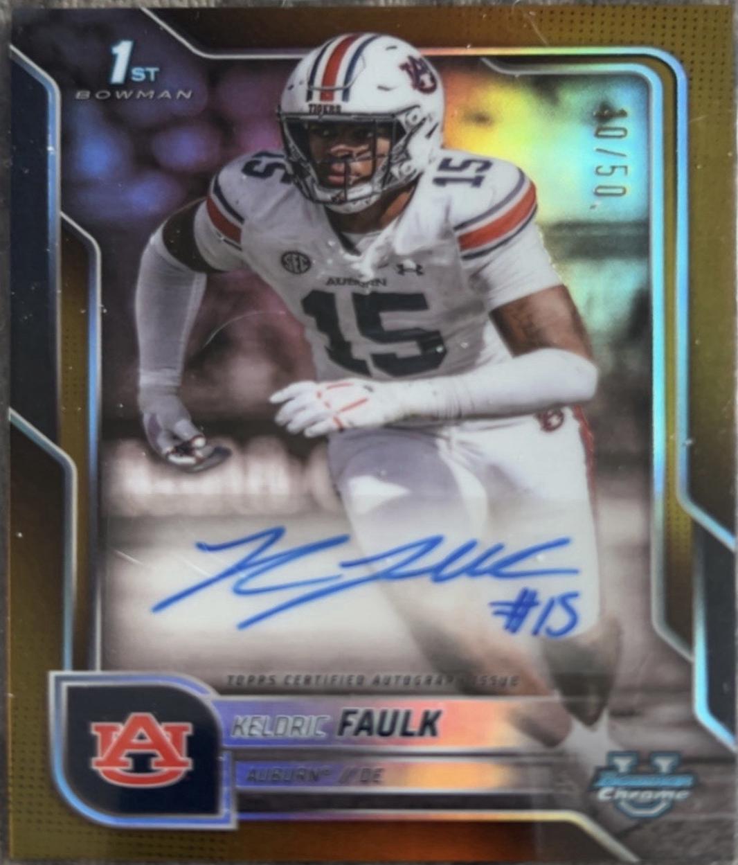 Keldric Faulk [Gold Refractor] #BCA-KFA
