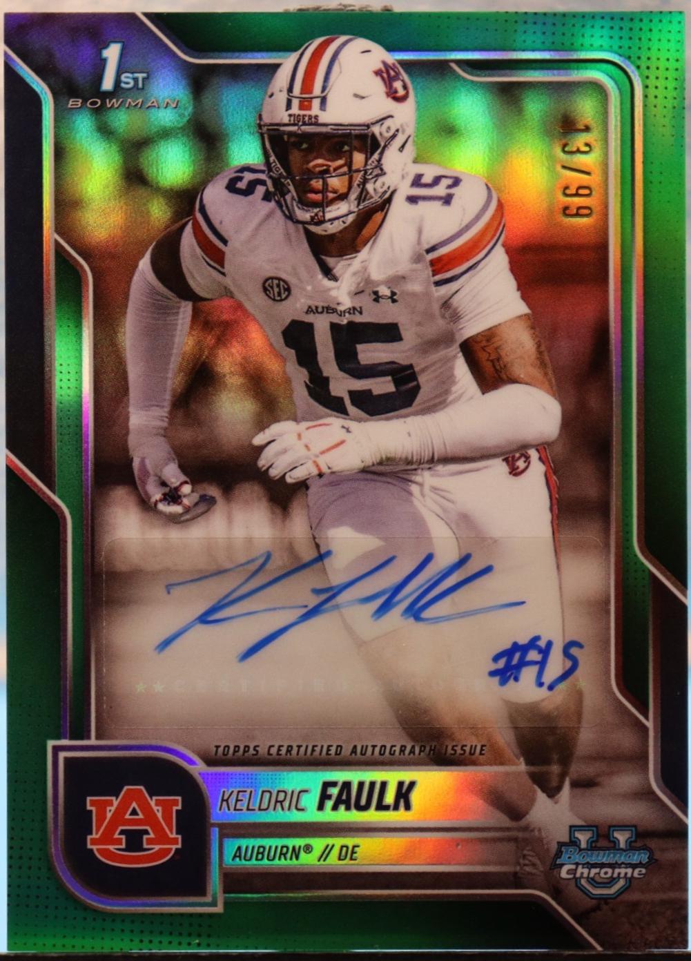 Keldric Faulk [Green Refractor] #BCA-KFA
