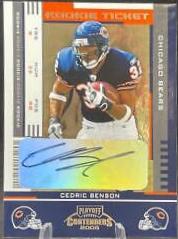 Cedric Benson [Preview Ticket Autograph Green] #116