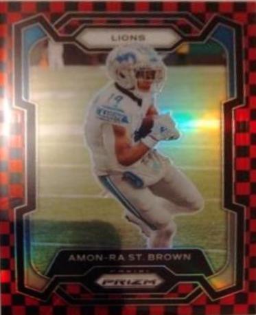 Amon Ra St. Brown [Black Red Checker] #96
