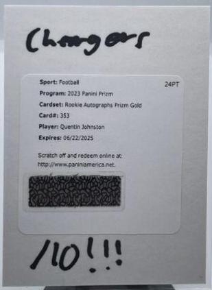 Quentin Johnston [Autograph Gold] #353