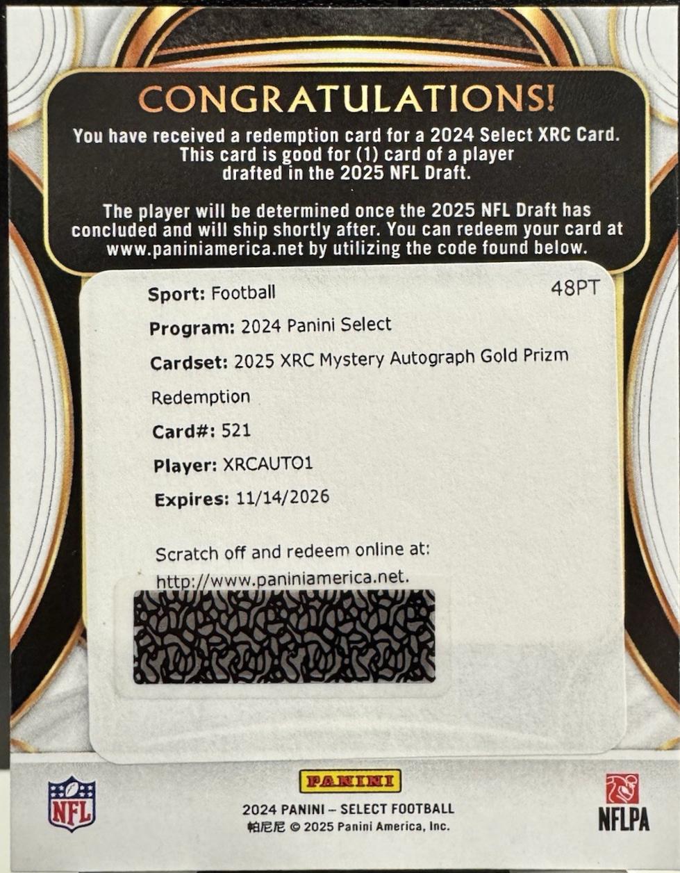 Travis Hunter [Gold Prizm XRC Mystery Autograph Prizm Redemption] #521