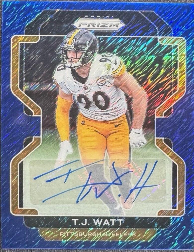 T. J. Watt [Autographs Blue Shimmer] #255