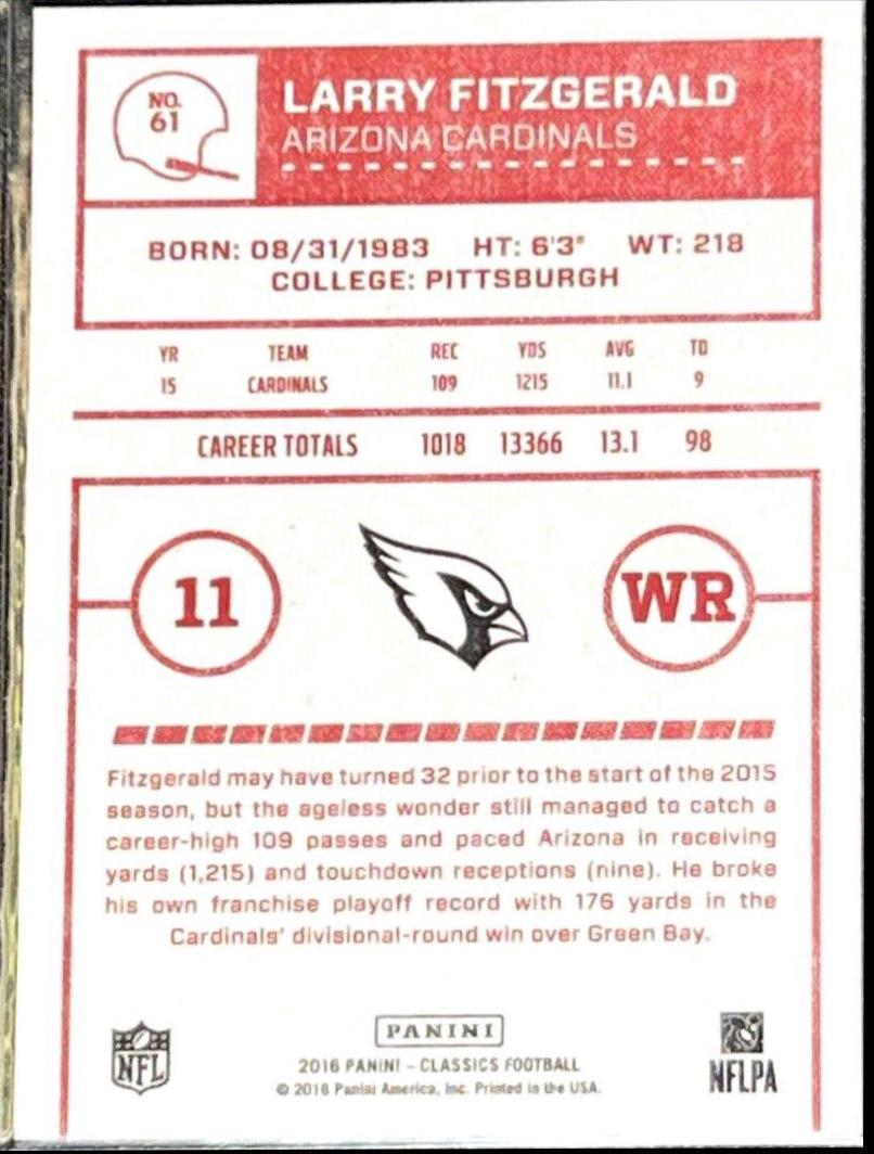 Larry Fitzgerald [Red Back] #61