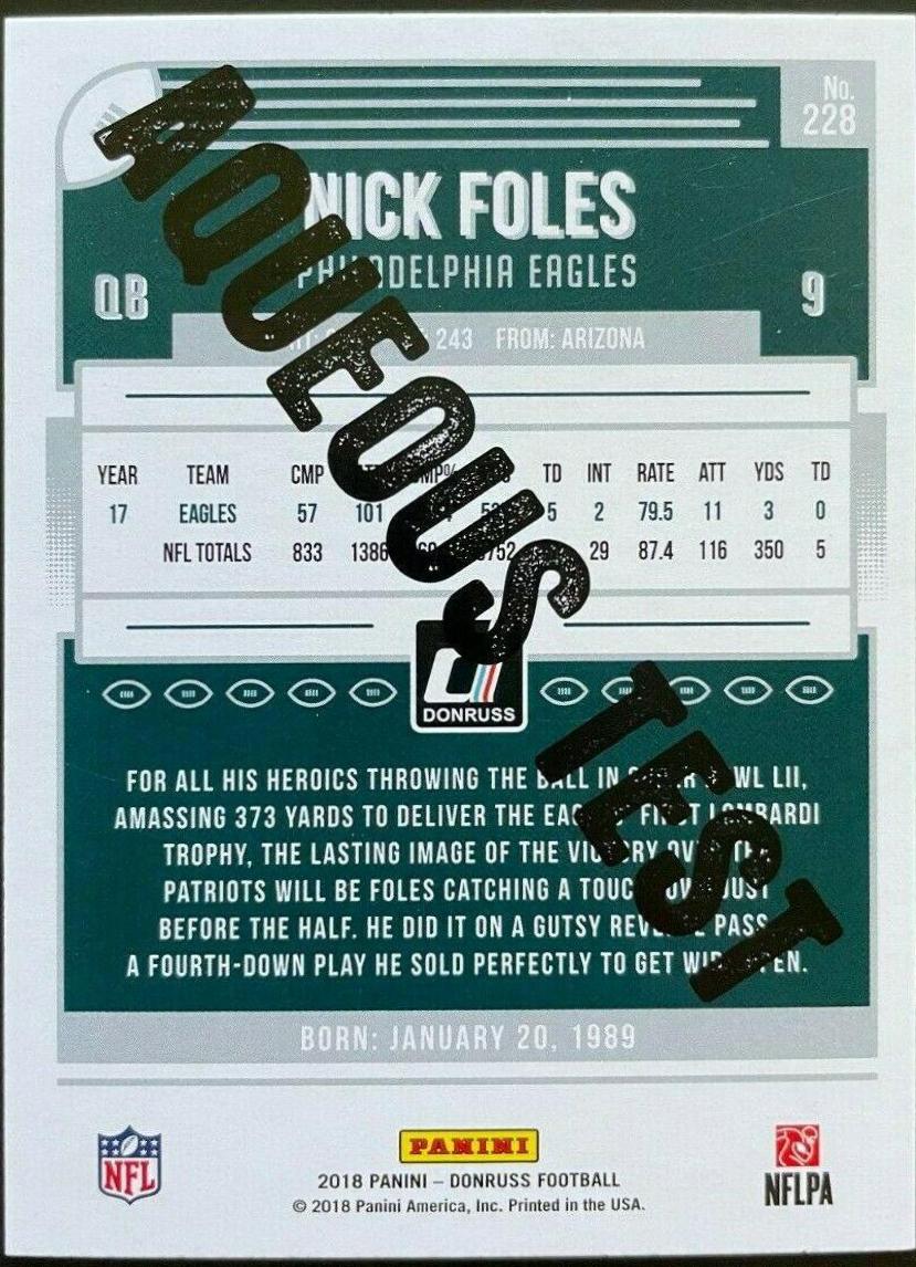 Nick Foles [Aqueous Test] #228